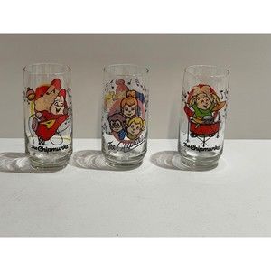Vintage 1985 Hardees Alvin & The Chipmunks & Chipettes Complete 3 Glass Set